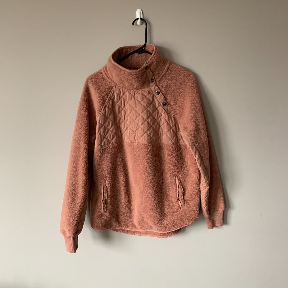 Abercrombie & Fitch 1/4 Snap Pullover - Peach/Rusty Orange